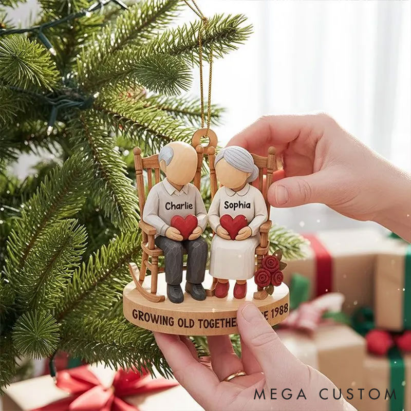 Personalized Heart Couple Growing Old Together since Ornament Chrismas Tree Decoration with Names Chrismas Gift for Husband Wife