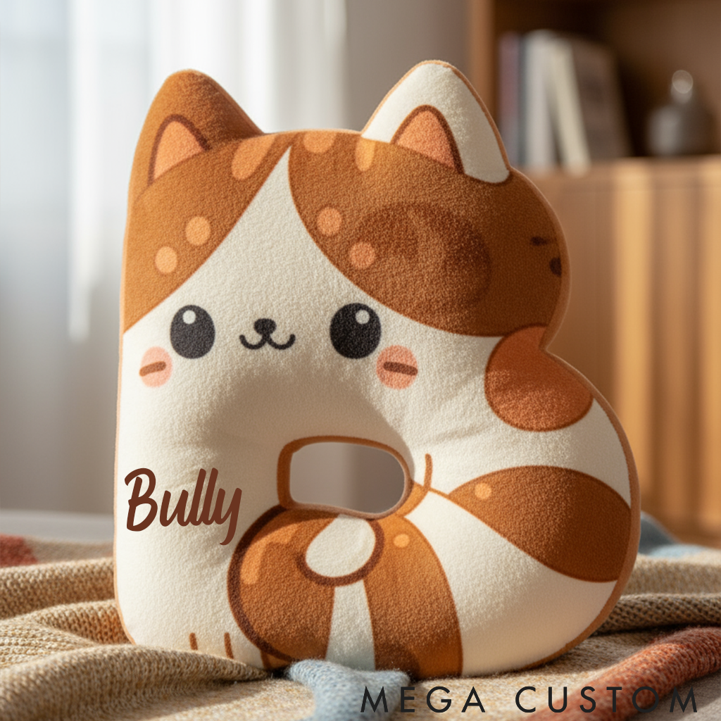 Personalized Cat Lover Cat Letter Pillow Graphic 3D Print Pillow