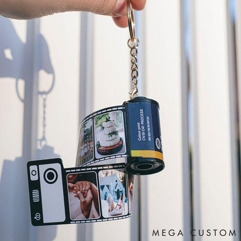 Personalized Photo Keychain Film Roll Custom Camera Roll Keyring with Couple Photo Anniversary Gift for Him Her Valentine's Day gift
