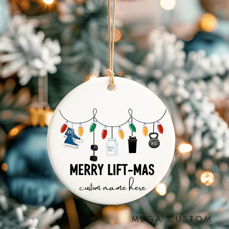 Personalized Ceramic Ornament Exercise Ornament Fitness Ornament Workout Decoration Merry Fitmas Weightlifting Gift Gym Decor Christmas Ornament