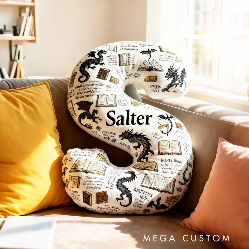 Personalized Fantasy Book Alphabet Throw Pillow Graphic 3D Print Bookish Pillow with Name for Reader Bookworm Book Lover Gifts Birthday Gift