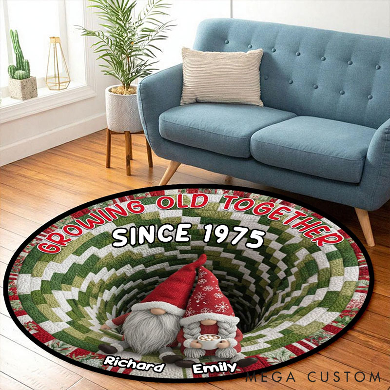 Personalized Gnome Couple Round Mat Christmas Gifts for Couple Gnome Mat with Name for Husband Wife Couple Anniversary Gift