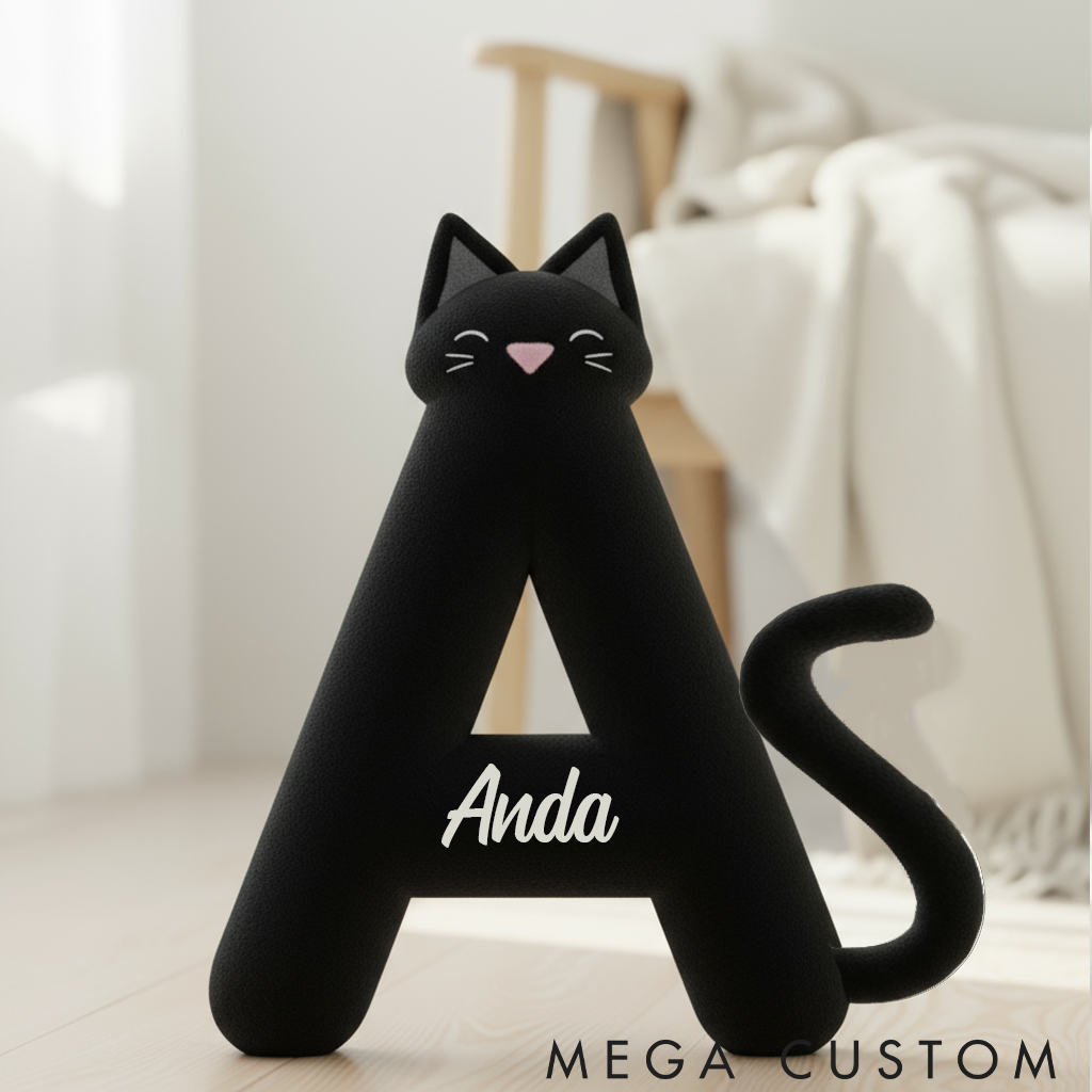 Personalized Cat Lover Cute Letter Pillow Graphic 3D Print Pillow