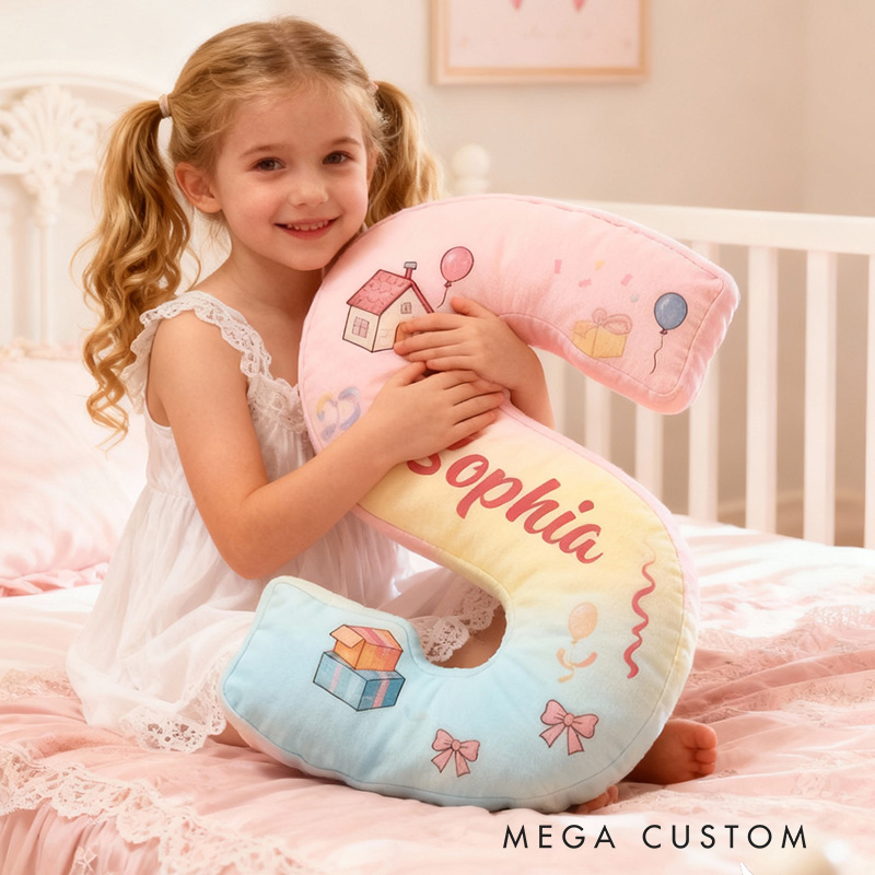 Personalized Letter Pillow Children's Room Decoration Holiday Gifts Graphic 3D Print Cushion for Girls' Room