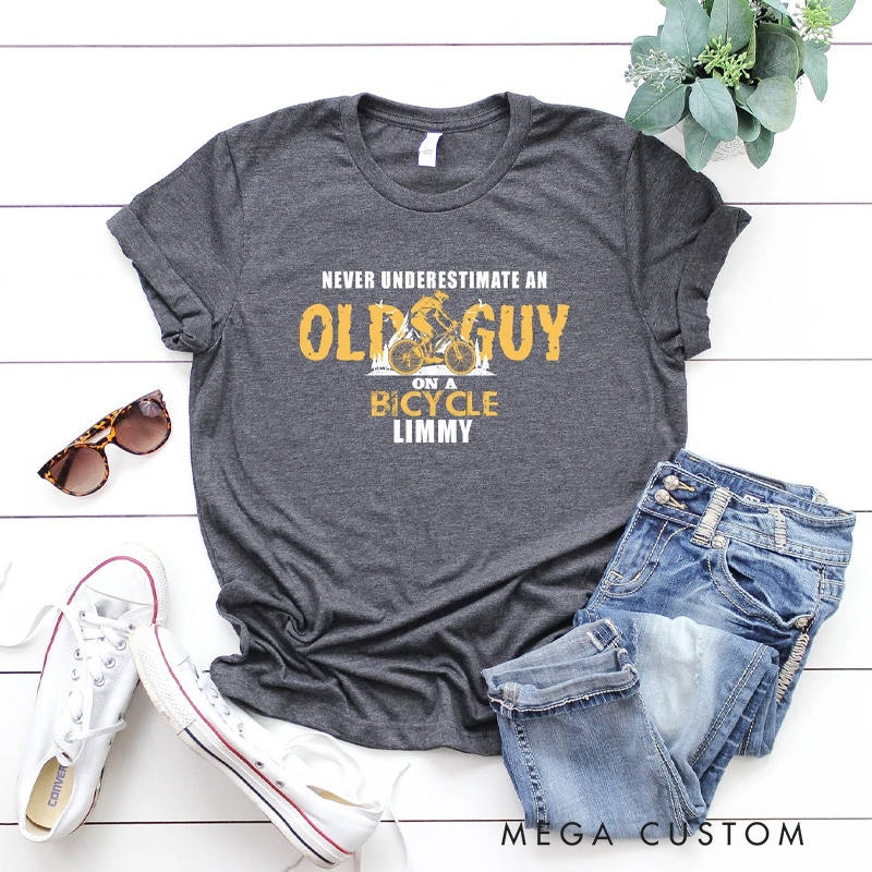 Personalized Cyclist Old Guy Gift Tee T-Shirt for Cyclist Biker Rider Cycling Lovers