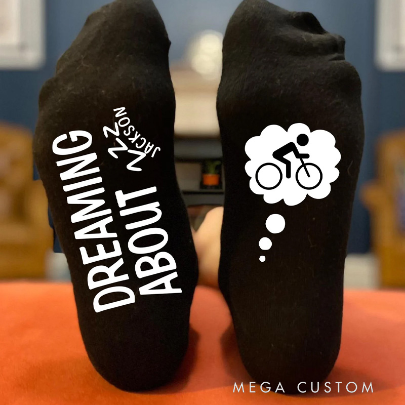 Personalized Lucky Cycling Socks Dreaming About Cycling Gift Socks for Rider Cyclists Biker Cycling Lover