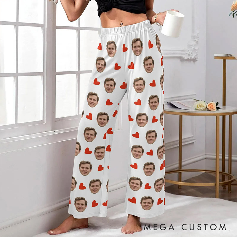 Personalized Faces Pajama Pants Matching Photo Pants Gift for Boyfriend for Girlfirend Anniversary Gift for Couple Gift for Husband Wife
