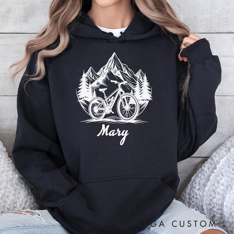 Personalized Mountain Bike Hoodie Bike Lover Gift Top Cycling Hoodie Bicycle Lovers Rider Riding Lovers