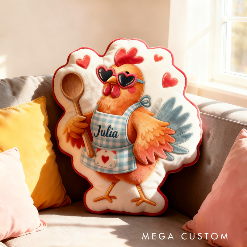 Personalized Cooking Chicken Throw Pillow Graphic 3D Print Baking Baking Pillow with Name for Kids Baker Birthday Gift
