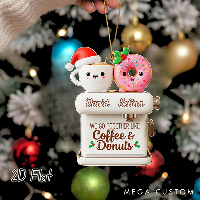 Personalized We Go Together Like Coffee & Donut Ornament Butter Jelly Couple Gifts for Boyfriend Girlfriend Funny Christmas Gift Ideas