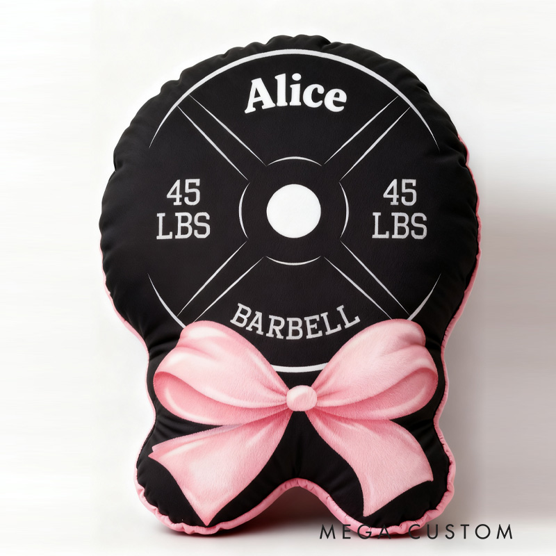 Personalized Gym Princess Bow Pillow Graphic 3D Print Gym Christmas Gift Ideas 45lb Plate Fitness Workout Pillow Comfortable Christmas Decor for Gym Lovers