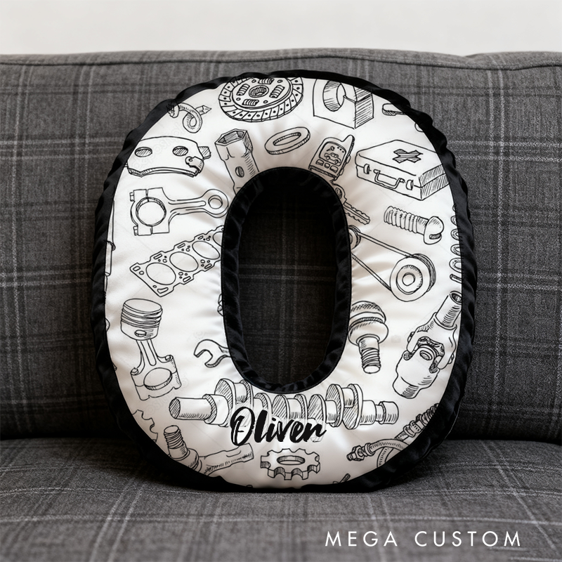 Personalized Automotive Parts Pillow Custom Initial Design Cushion 3D Print Gift for Car Enthusiasts