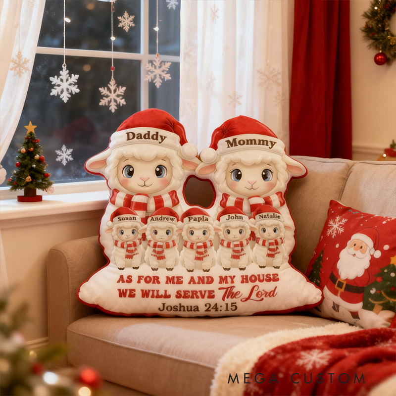 Personalized As For Me And My House We Will Serve The Lord Pillow with Custom Name Home Decor Gift for Christian