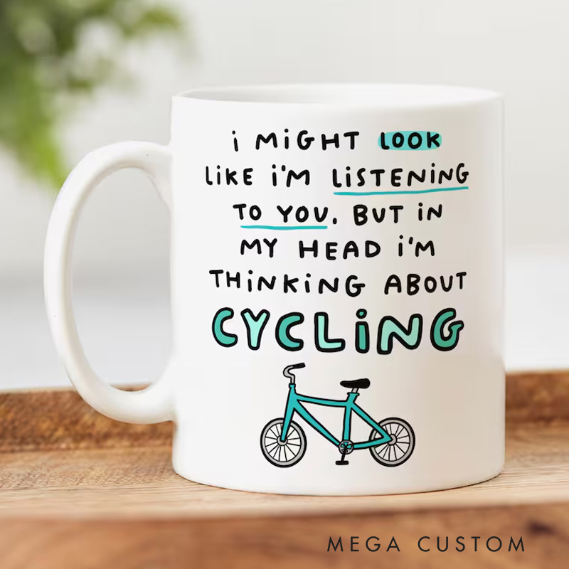 Personalized Thinking About Cycling Mug Race Bike Mug Cyclist Mug Bicycle Coffee Cup Bicycle Tea Cup Bicycle Ceramic Mug Gift For Him