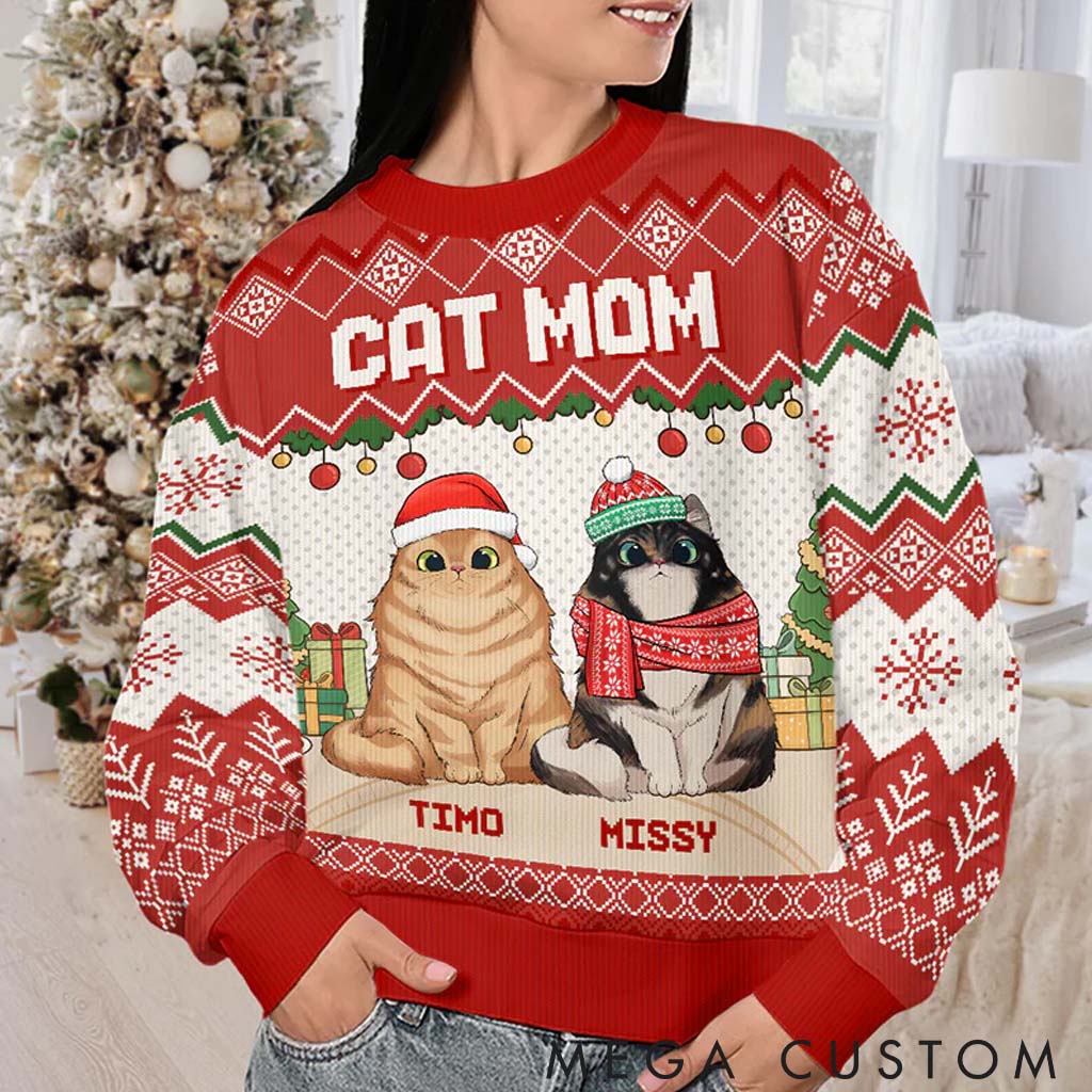 Personalized Cat Lover Super Sexy Cat Mum  Christmas Ugly Sweater