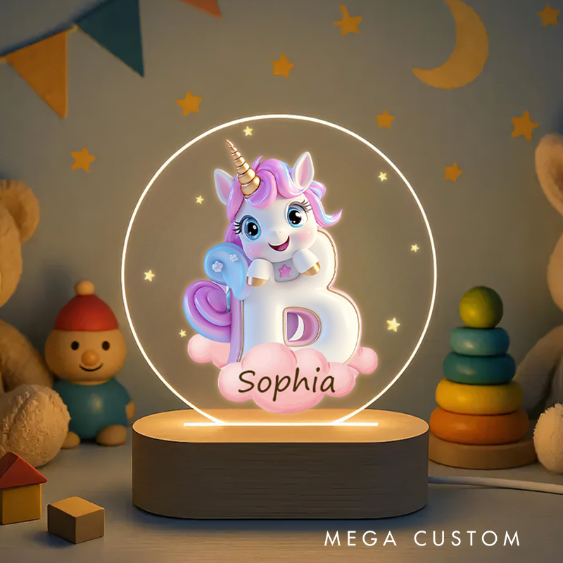 Personalized Initial Letter Custom Name Soft Glow Decorative Gift Magical Princess Style Cozy Nursery Room Dream Star Night Light