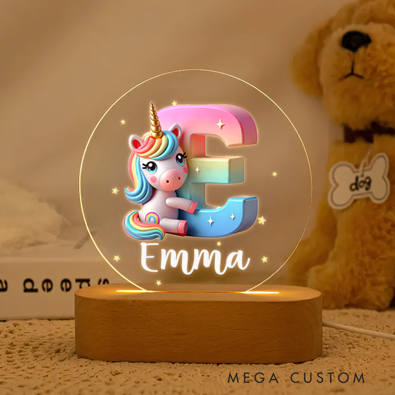 Personalized Initial Letter with Name Soft Glow Decorative Gift Magical Princess Style Cozy Nursery Room Dream Star Light