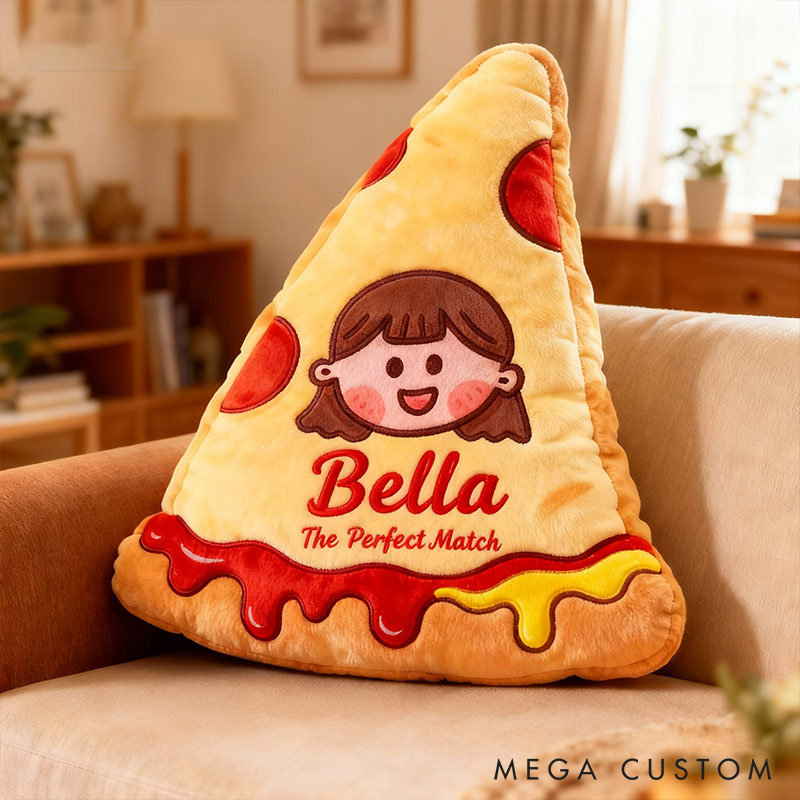 Personalized Cheese Pizza Girl and Crispy Fries Boy Pillow with Name Custom Couple Cushion Gift for Girl Christmas Gift for Girlfriend Boyfriend Wife