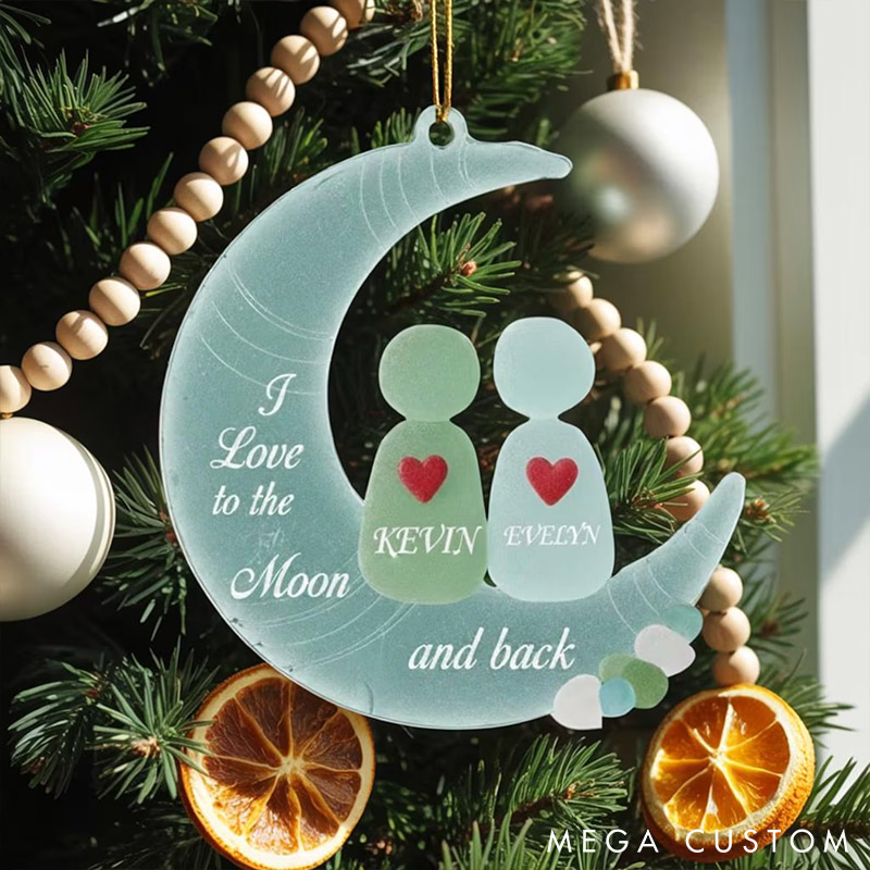 [Copy]Personalized Sea Glass-Style Couple Chrismas 2D Flag Couple Swing Design Ornament Chrismas Decoration with Names Chrismas Gift for Husband Wife