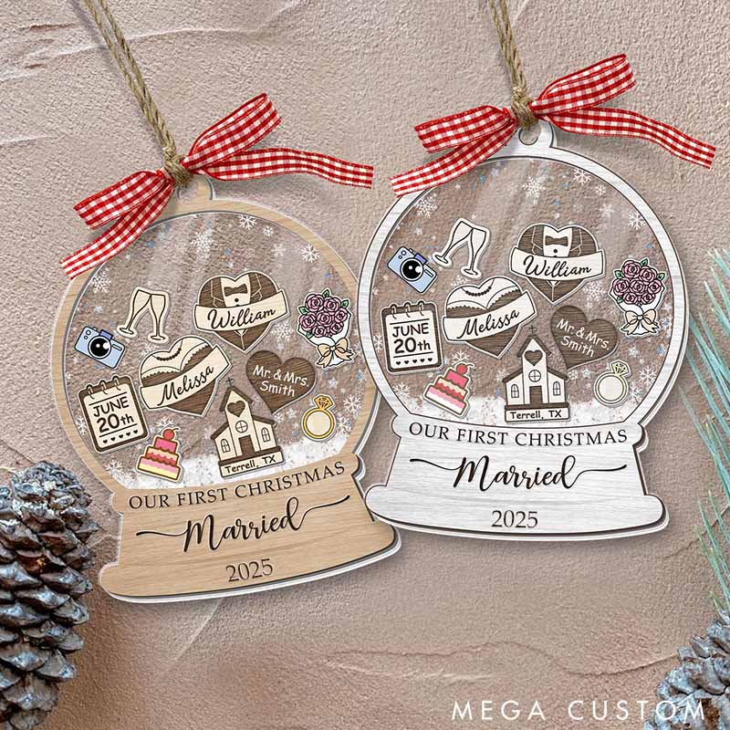 Personalized Our First Christmas as Mr and Mrs Shaker Christmas Ornament Newlyweds Couple Wedding Married Xmas Ornament Christmas Gift for Him Her