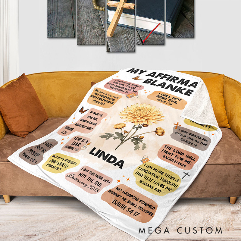 Personalized My Affirmations Soft Throw Blanket with Name Home Decor Religious Gift Faith Gift for Christians