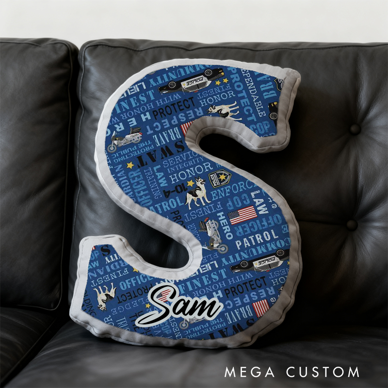 Personalized Police and K9 Initial Pillow with Custom Name Design Gift for Law Enforcement Supporters