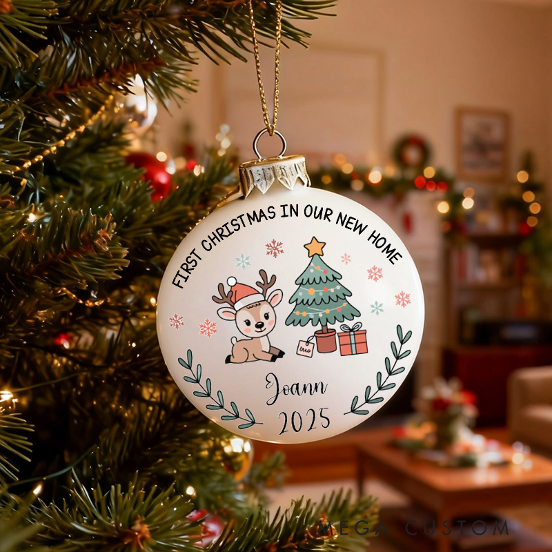 Personalized Unicorn Christmas Ball First Christmas Ornament in Our New Home 2025 for Kids Custom Keepsake Gift for Kids Festive Holiday Decoration