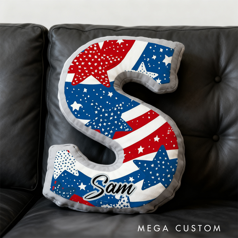 Personalized Patriotic Police Initial Pillow with Custom Name Gift for Law Enforcement Supporters