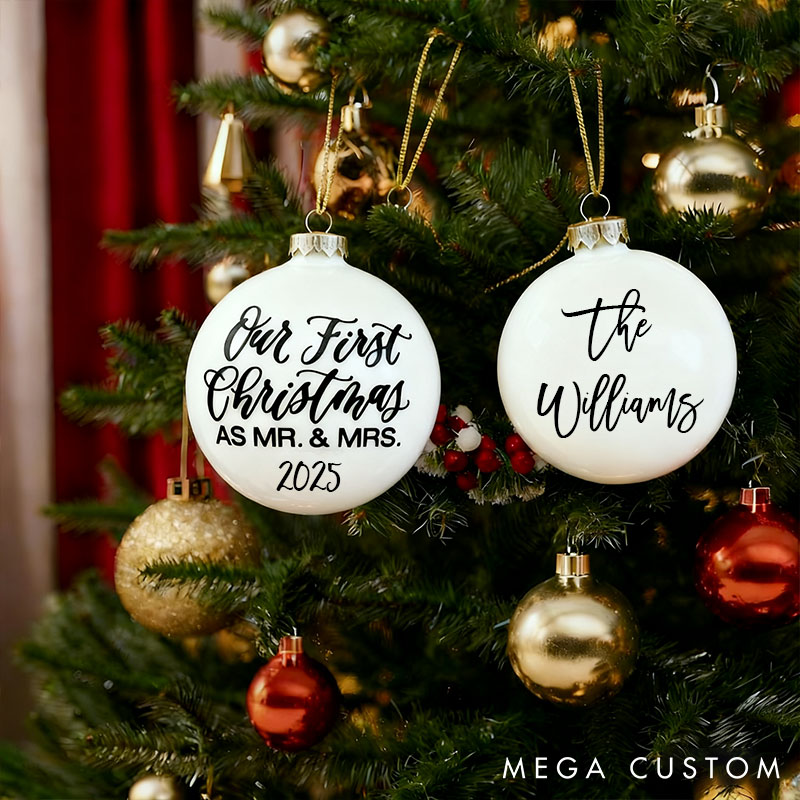 Personalized Couple Wedding Ornament Our First Christmas Bulb Ball Newlywed Xmas Gift Ball Couple Christmas Decor