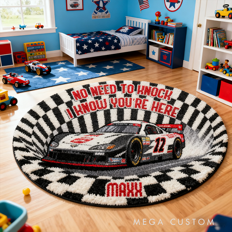 Personalized Spiral Speedway Doormat with Custom Name Design for Racers and Racing Lovers