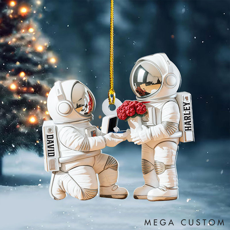 Personalized Name Couple Astronaut Space Ornament Custom Astronaut Couple Ornament Gift Newlywed Christmas Gift A Love That's Out of This World
