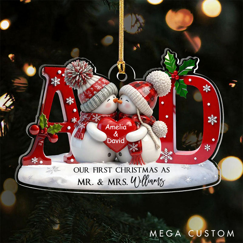 Personalized Snowman Couple Ornament Our First Christmas Ornament Newlyweds Christmas Gift Romantic Keepsake for Couples 2025