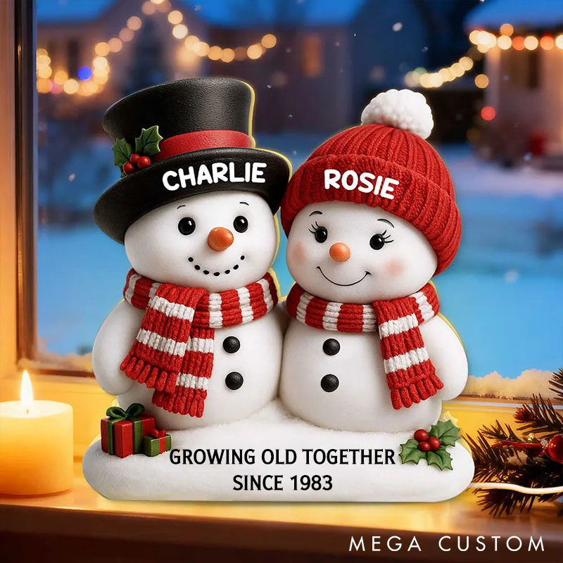 Personalized Couple Snowman Growing Old Together Light Box Custom Newlyweds Name Night Light Decor Our First Christmas Gift for Him Her