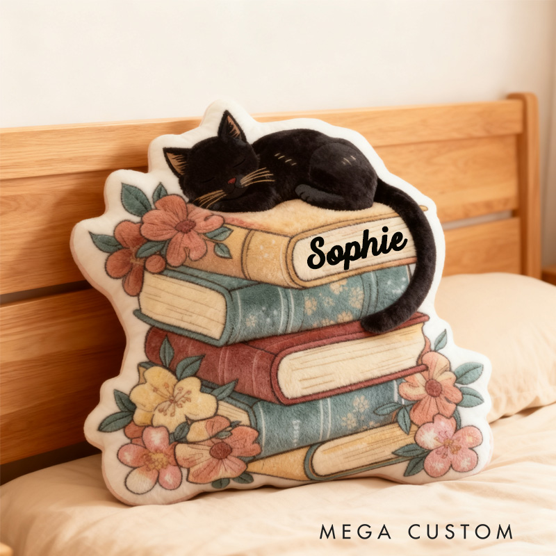 Personalized Floral Book Throw Pillow Fantasy Bookish Pillow with Name for Kids Boy Girl Gift for Reading Lover Pillow