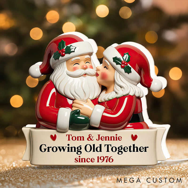 Personalized Chrismas Couple Kiss Growing Old Together Since Light Box Custom Name Night Light Decor Keepsake Gift for Couple for Husband Wife Him Her 