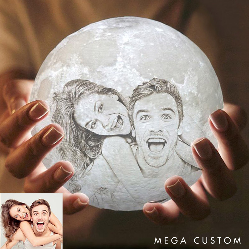 Personalized Couple Photo Moon Night Light Custom Moon Touch Lamp form Your Own Picture 3D Printed Lunar Led Table Lamp Anniversary Christmas Gift