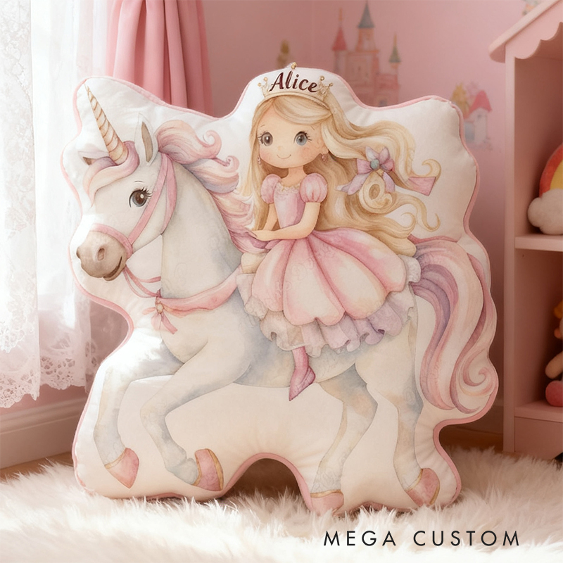 Personalized Princess Custom Name Soft Decorative Gift Magical Fantasy Style Cozy Bedroom Pink Dream Lovely Sparkle Fairy Tale Graphic 3D Print Pillow