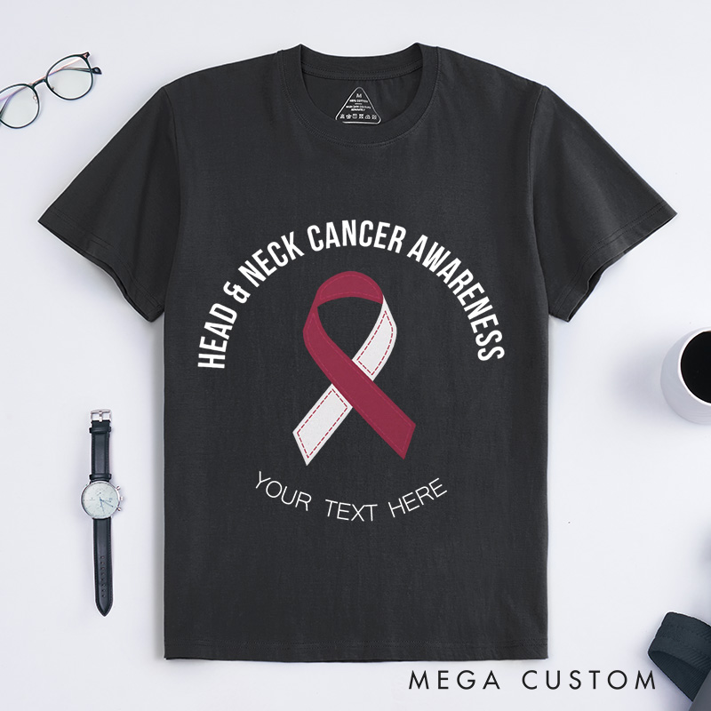 Personalized Head and Neck Cancer Ribbon T-Shirt Cancer Survivor Gift Support Gift