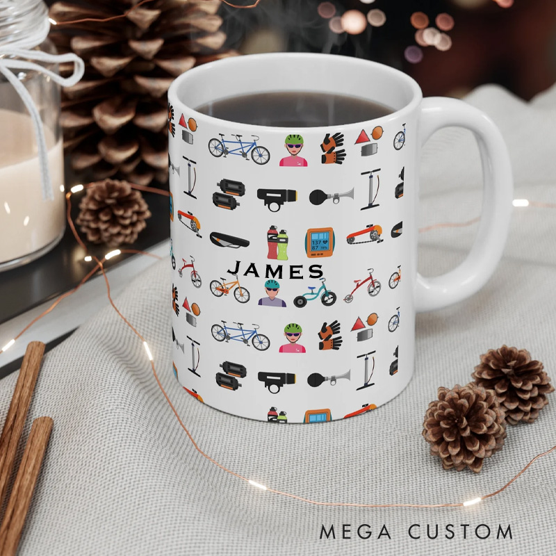 Personalized Cycling Coffee Mug Cyclist Mug Bicycle Coffee Cup Bicycle Tea Cup Bicycle Ceramic Mug Gift For Him