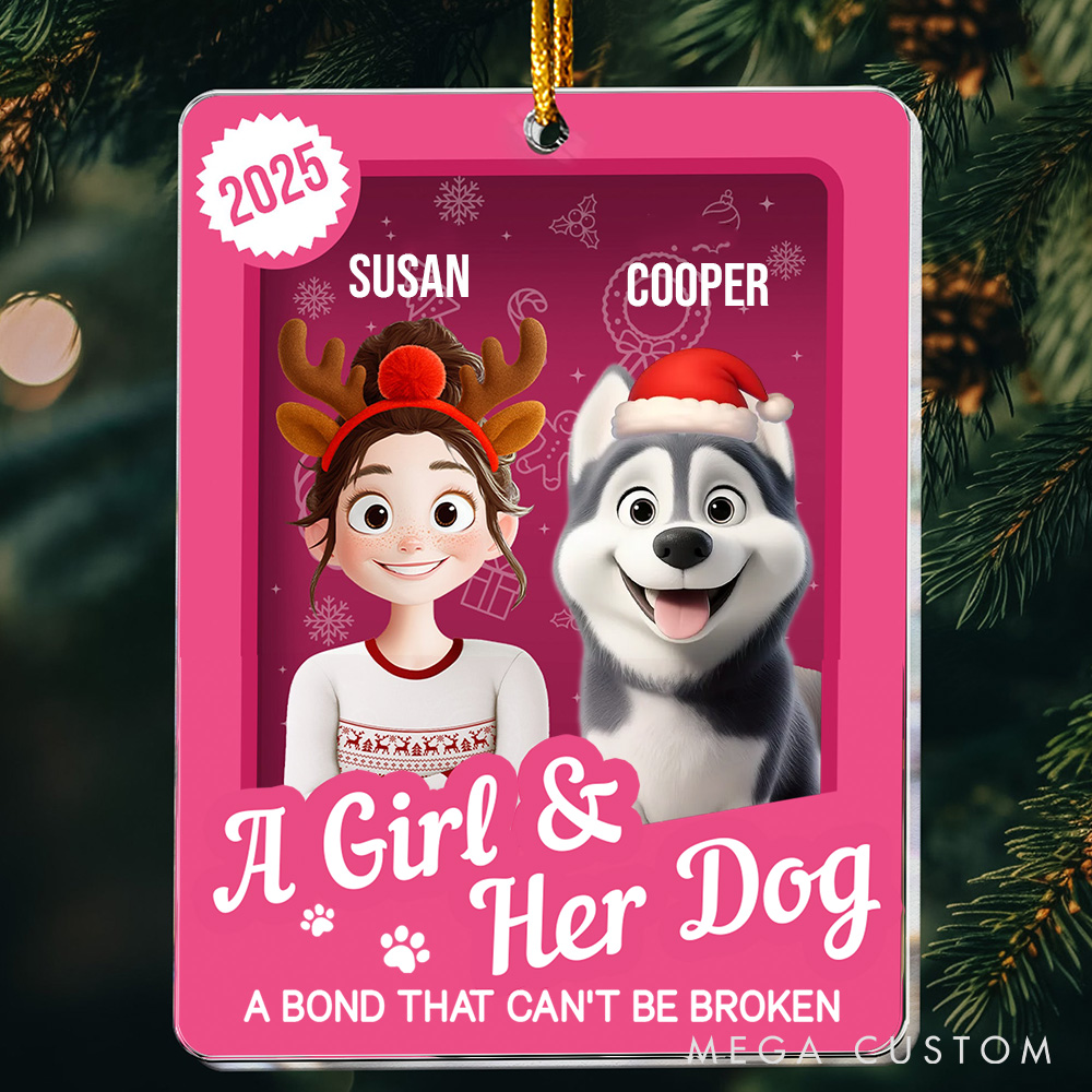 Personalized Dog Lover a Girl Her Dogs has Unbreakable Bond Toy Box Ornament