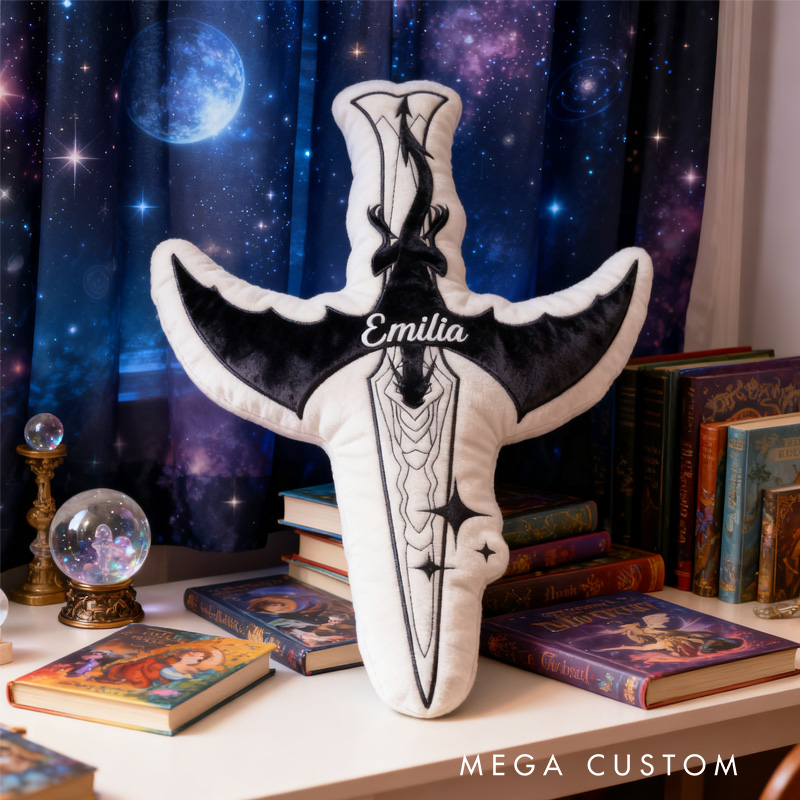 Personalized Violets Dagger Throw Pillow Dragon Sward Pillow Fantasy Book Lover Pillow with Name for Reader Bookworm Gift for Reading Lover Pillow