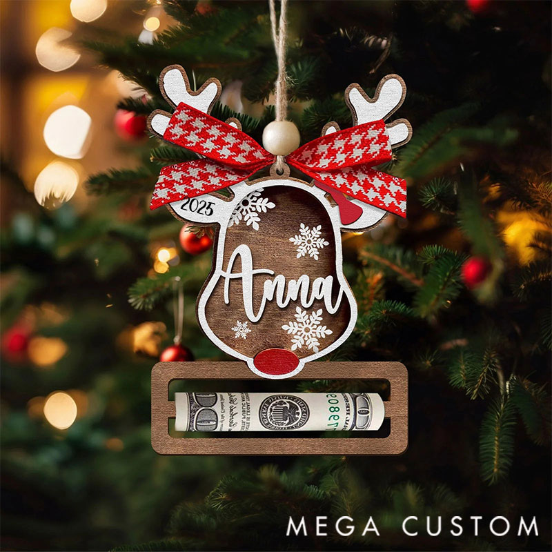 Personalized Reindeer Money Holder Christmas Ornament, Tree Christmas Gifts
