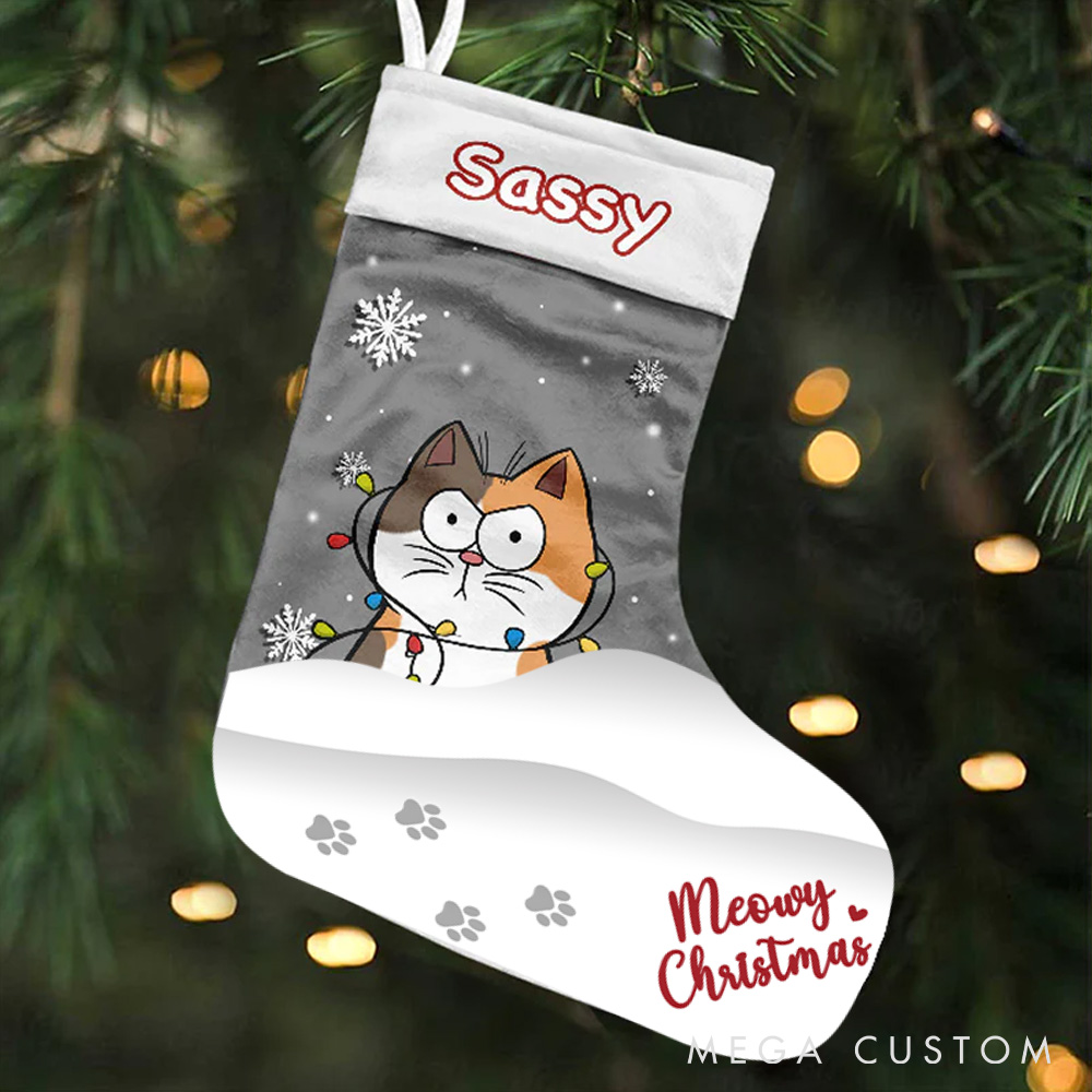 Personalized Pet Lover Meowy Christmas Christmas Stockings
