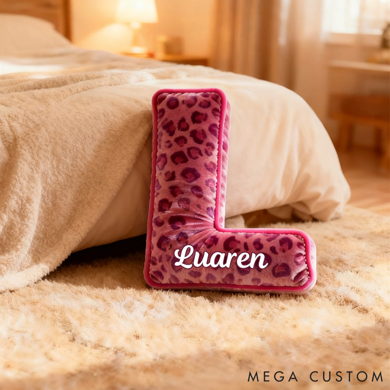Personalized Pink Leopard Print Initial Pillow for Girlfriend Christmas Gift Pillow for Her Valentine's Day Gift for Wife Girlfriend