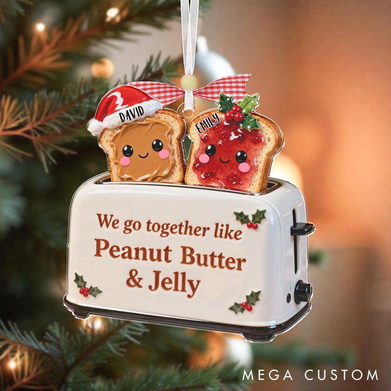 Personalized Peanut Butter Jelly Ornament Custom Names Chrismas Decoration Gift for Husband Wife Gift for Couple For Boyfriend Girlfriend