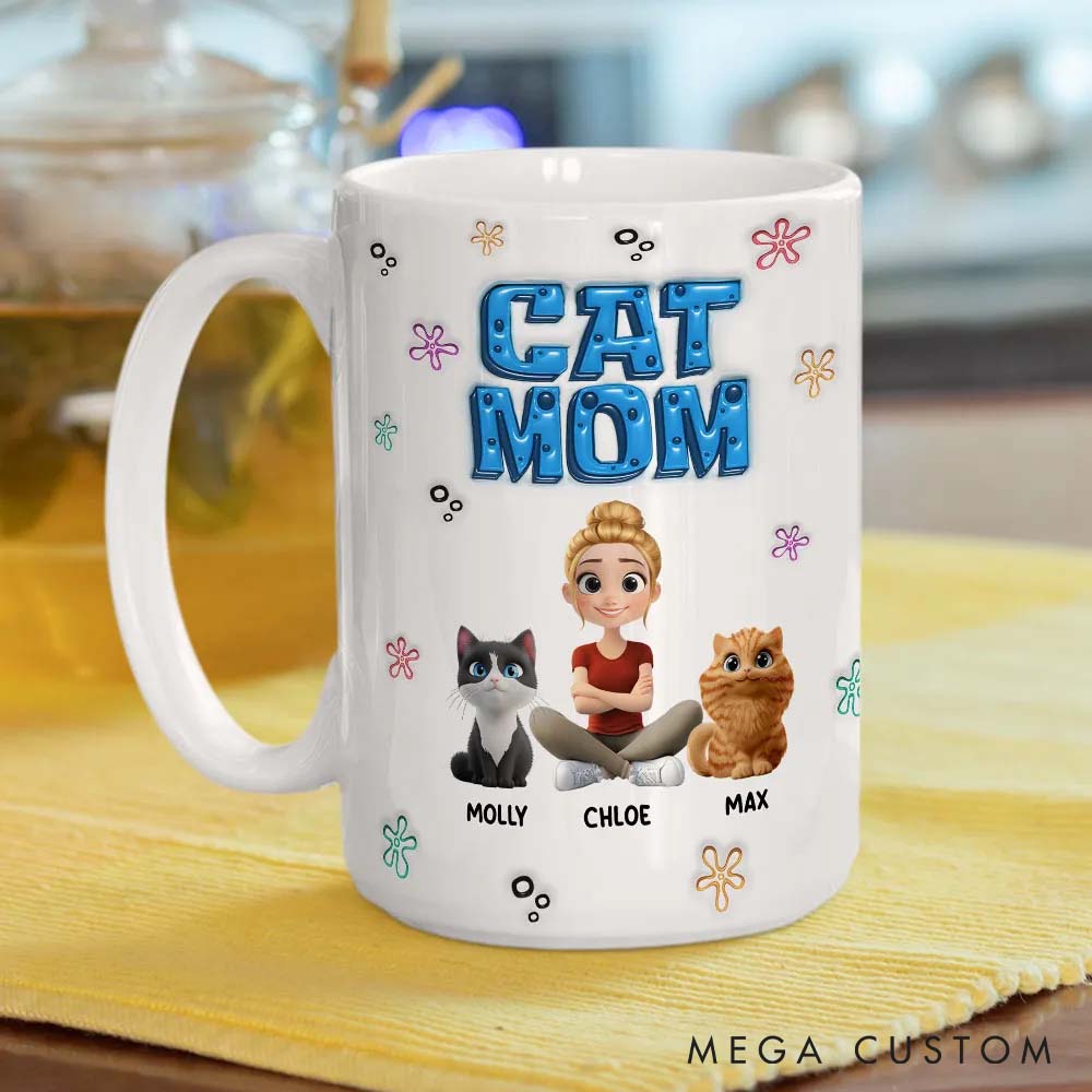 Personalized Cat Lover Sponge Cat Mom Mugs