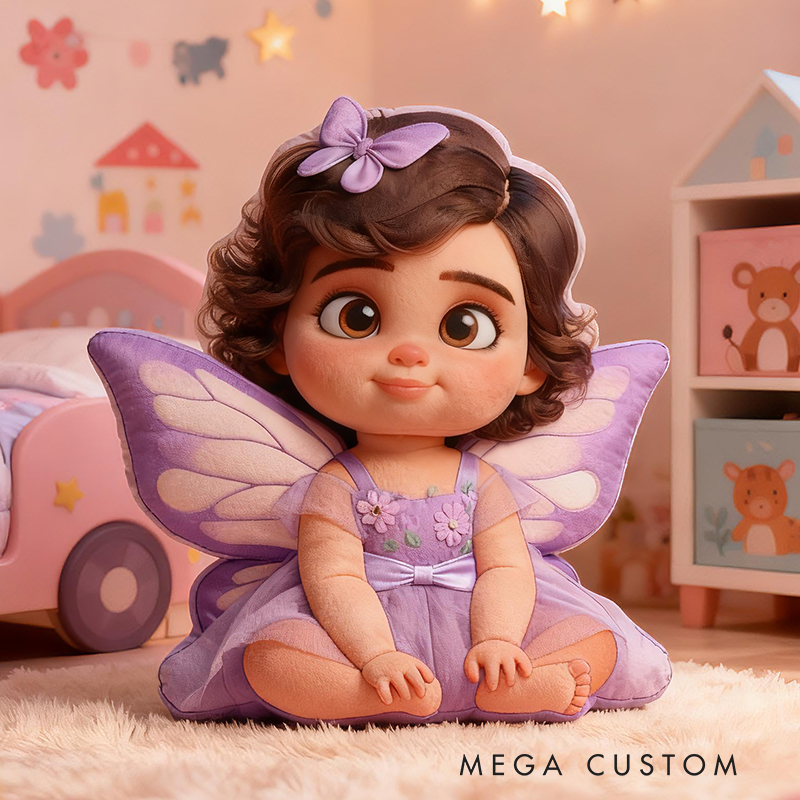Personalized Pink Fairy Girl Custom Name Soft Decorative Gift Magical Fantasy Style Cozy Bedroom Cute Dream Lovely Sparkle Wings Sweet Magic Graphic 3D Print Pillow