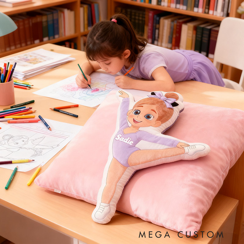 Personalized Gymnastics Pillow with Your Name Soft Stuffed Toy for Kids Unique Decorative Cushion for Girls' Room
