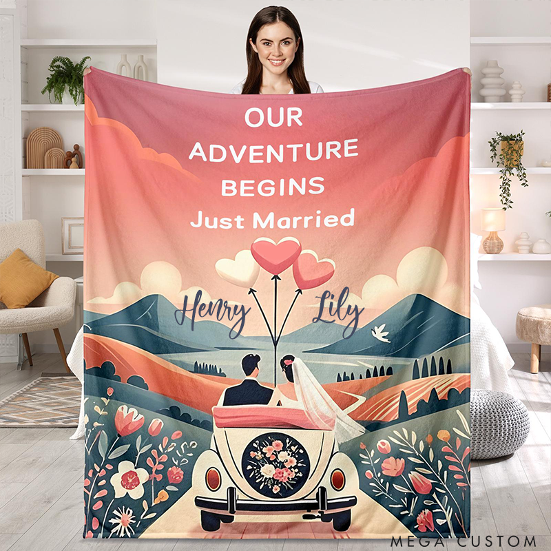 Personalized Couple Wedding Blanket Couple Throw Blanket with Names Personalized Romantic Gift for Newlyweds Bridal Shower Anniversary Just Married
