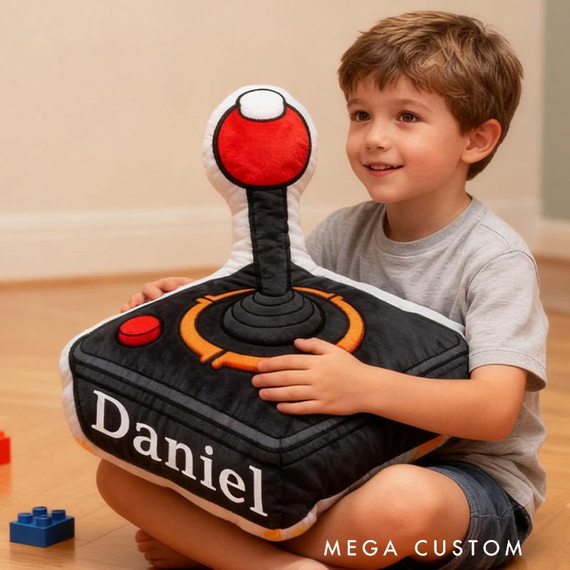 Personalized Graphic 3D Print Game Controller-Shaped Pillow with Your Name Perfect Christmas Gift for Gamers and Suitable for Kids